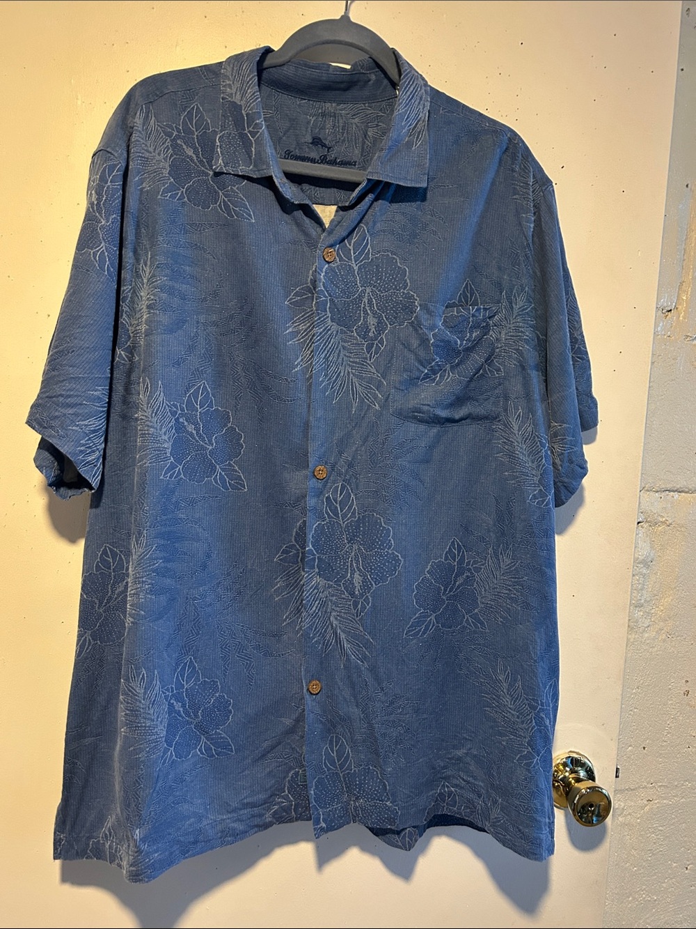 Tommy Bahama Navy Blue Floral Camp Shirt